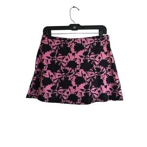 Cross Court Tennis Skort Women's Size Medium Pink Black Floral Skirt Shorts
